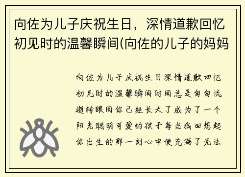 向佐为儿子庆祝生日，深情道歉回忆初见时的温馨瞬间(向佐的儿子的妈妈是谁)